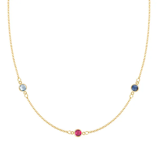 Personalized Classic 3 Birthstone Necklace in 14k Gold sold by Haverhill