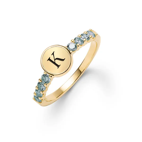 Personalized Rosecliff Letter Ring in 14k Gold sold by Haverhill