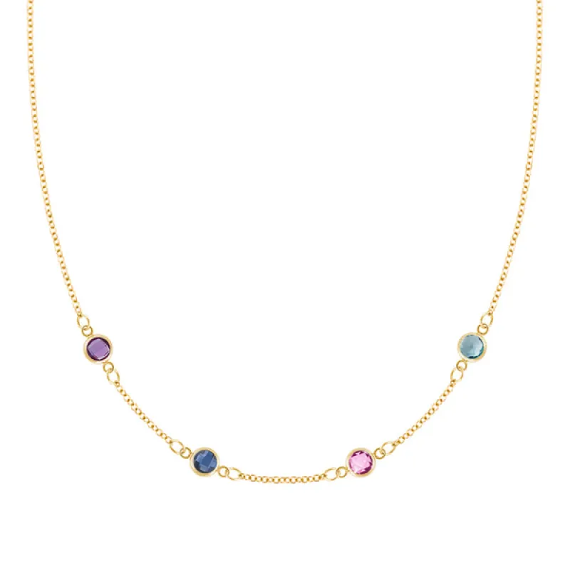 Personalized Classic 4 Birthstone Necklace in 14k Gold sold by Haverhill