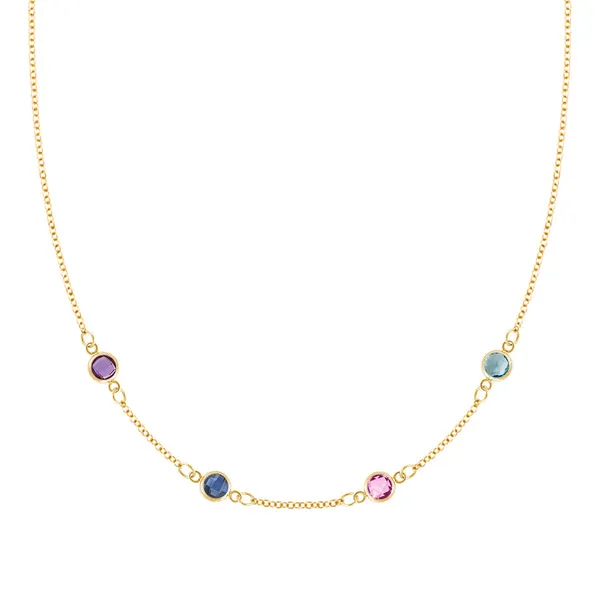 Personalized Classic 4 Birthstone Necklace in 14k Gold sold by Haverhill