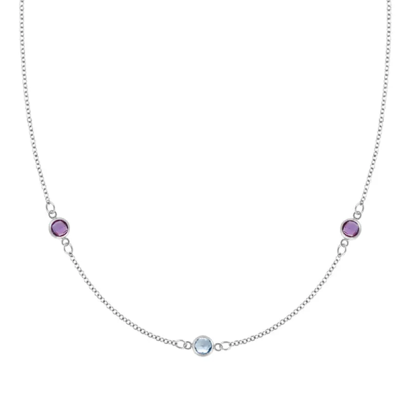 Personalized Classic 3 Birthstone Necklace in 14k Gold sold by Haverhill
