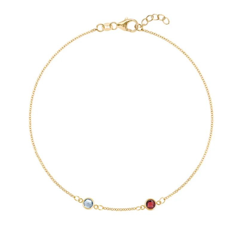 Personalized Classic 2 Birthstone Bracelet in 14k Gold sold by Haverhill