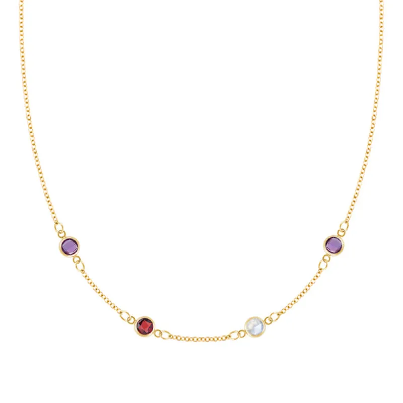 Personalized Classic 4 Birthstone Necklace in 14k Gold sold by Haverhill