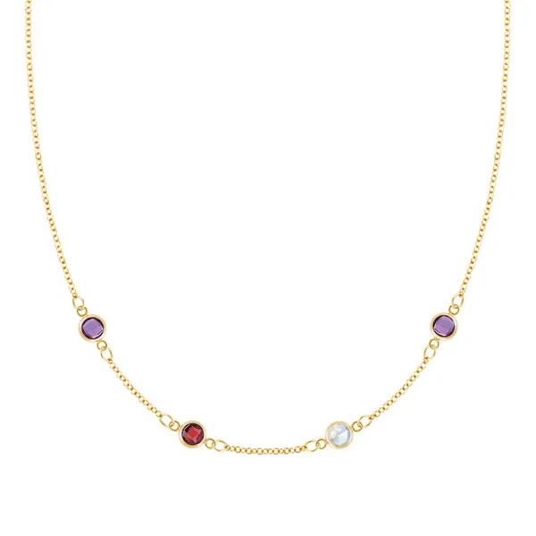 Personalized Classic 4 Birthstone Necklace in 14k Gold sold by Haverhill