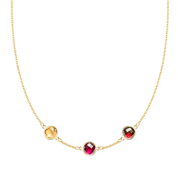 Personalized Grand 3 Birthstone Necklace in 14k Gold sold by Haverhill