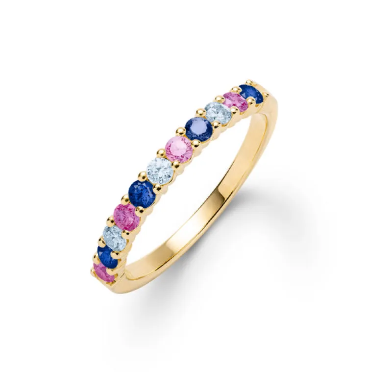 Personalized Rosecliff Birthstone Stackable Ring in 14k Gold sold by Haverhill