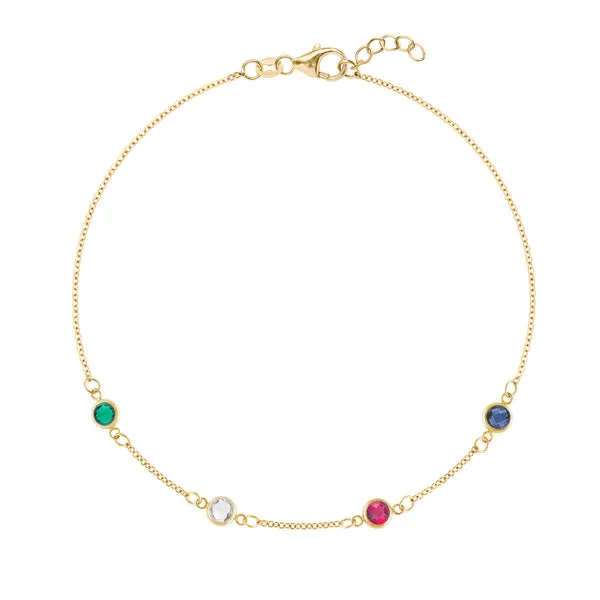 Personalized Classic 4 Birthstone Bracelet in 14k Gold sold by Haverhill
