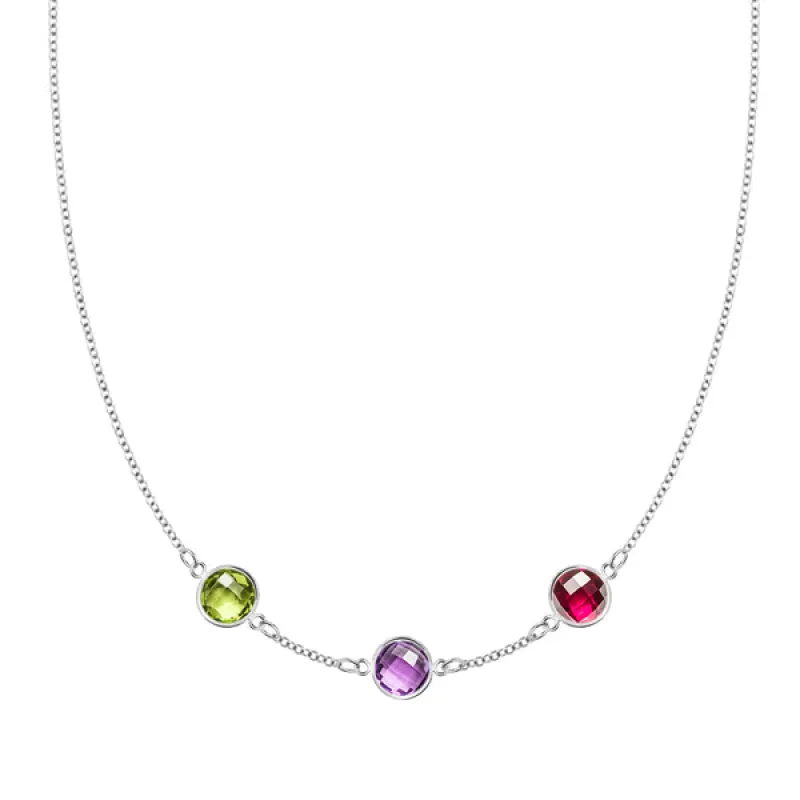 Personalized Grand 3 Birthstone Necklace in 14k Gold sold by Haverhill