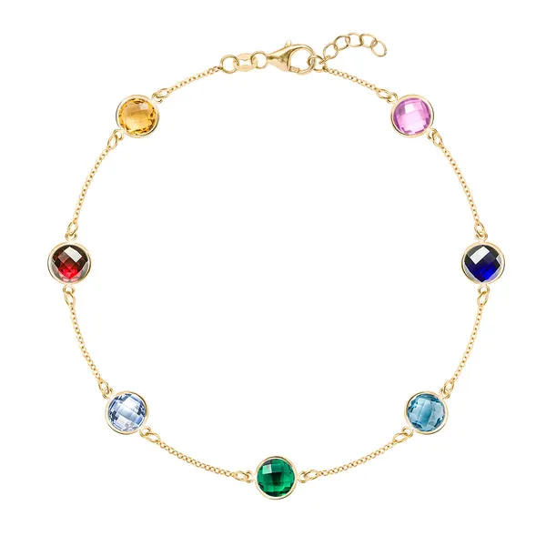 Personalized Grand 7 Birthstone Bracelet in 14k Gold sold by Haverhill