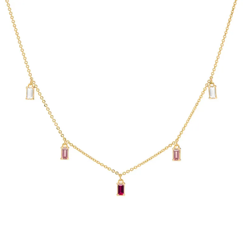 Personalized Providence 5 Birthstone Drop Necklace in 14k Gold sold by Haverhill