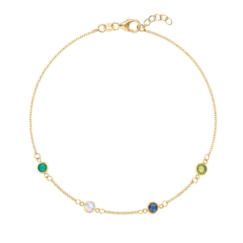 Personalized Classic 4 Birthstone Bracelet in 14k Gold sold by Haverhill