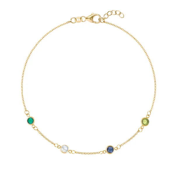 Personalized Classic 4 Birthstone Bracelet in 14k Gold sold by Haverhill