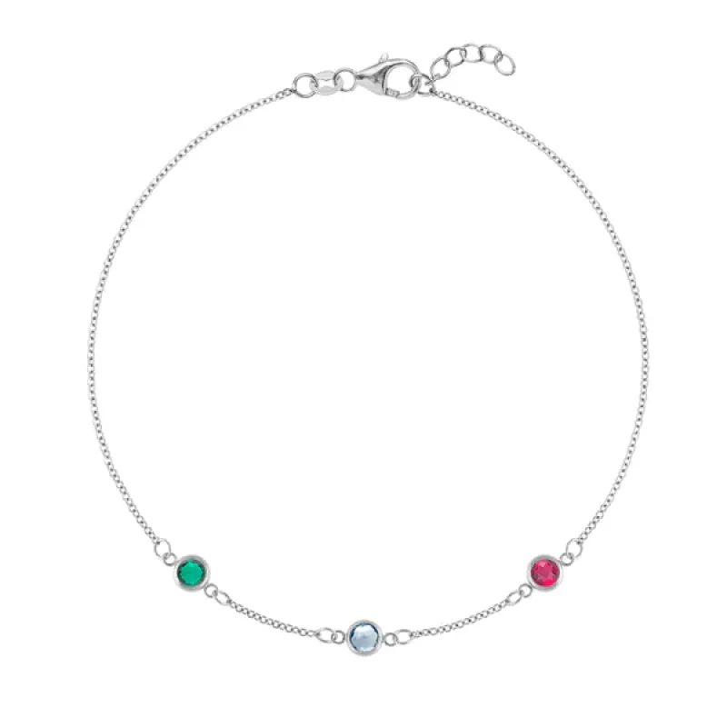Personalized Classic 3 Birthstone Bracelet in 14k Gold made by Haverhill