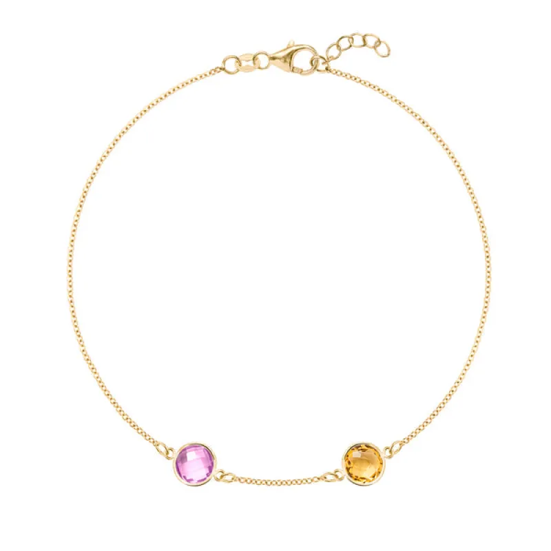 Personalized Grand 2 Birthstone Bracelet in 14k Gold sold by Haverhill