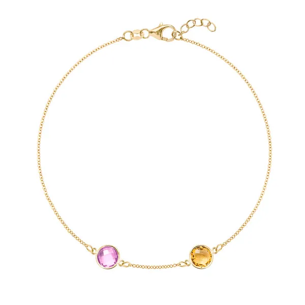 Personalized Grand 2 Birthstone Bracelet in 14k Gold sold by Haverhill