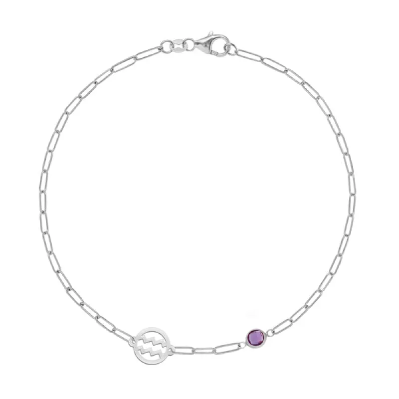 Personalized Aquarius & Birthstone Bracelet on Adelaide Mini in 14k Gold sold by Haverhill