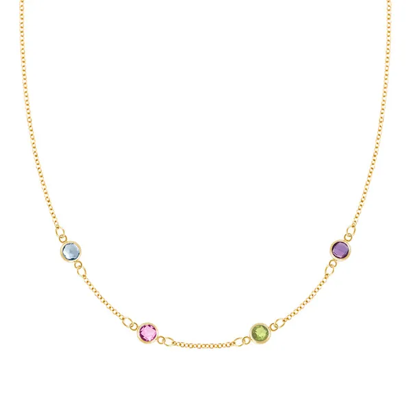 Personalized Classic 4 Birthstone Necklace in 14k Gold sold by Haverhill