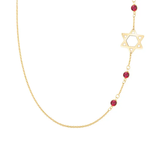 Personalized Classic Star of David & 3 Birthstone Necklace in 14k Gold sold by Haverhill