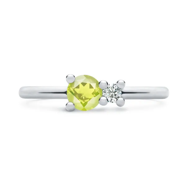 Personalized Greenwich Solitaire Birthstone & Diamond Ring in 14k Gold sold by Haverhill
