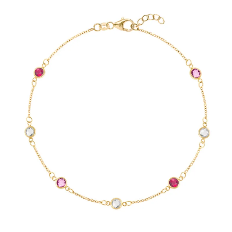 Personalized Classic 7 Birthstone Bracelet in 14k Gold sold by Haverhill