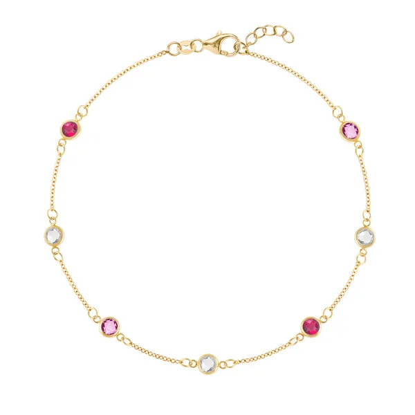 Personalized Classic 7 Birthstone Bracelet in 14k Gold sold by Haverhill