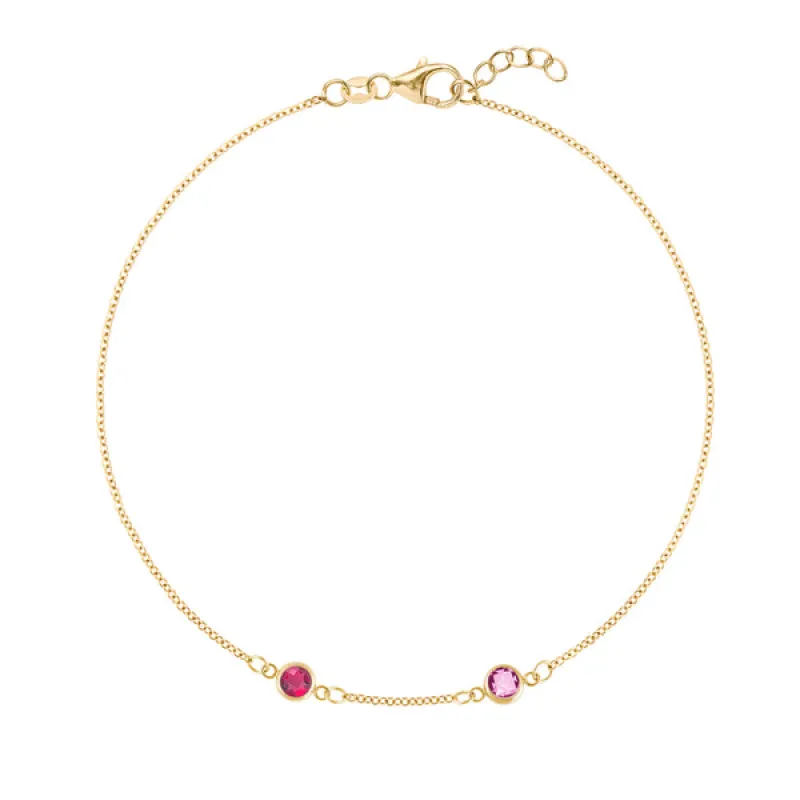 Personalized Classic 2 Birthstone Bracelet in 14k Gold sold by Haverhill