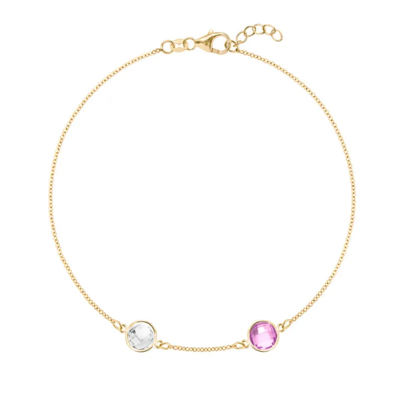 Personalized Grand 2 Birthstone Bracelet in 14k Gold sold by Haverhill
