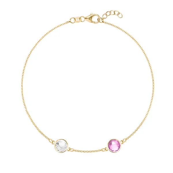 Personalized Grand 2 Birthstone Bracelet in 14k Gold sold by Haverhill