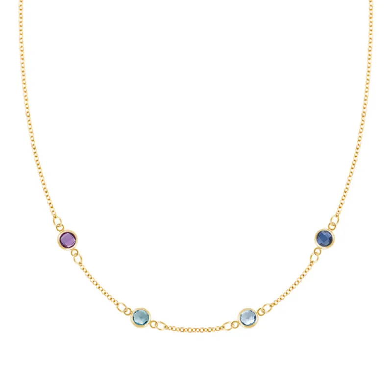 Personalized Classic 4 Birthstone Necklace in 14k Gold sold by Haverhill