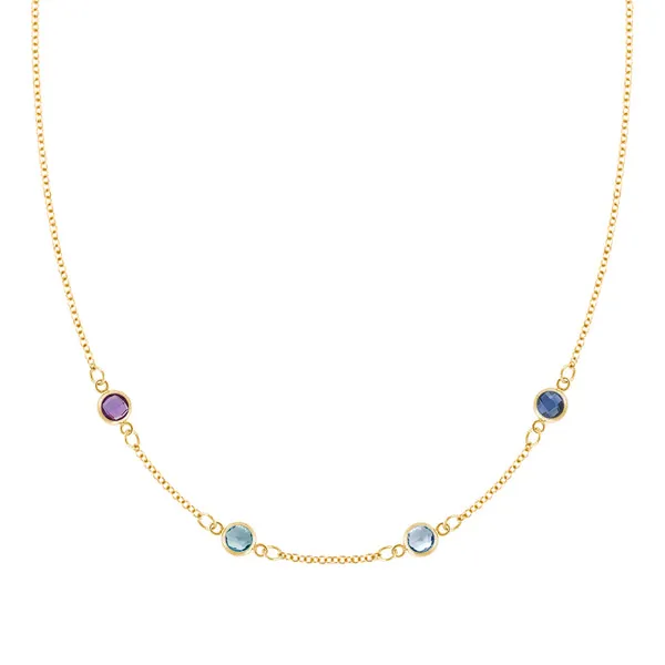 Personalized Classic 4 Birthstone Necklace in 14k Gold sold by Haverhill