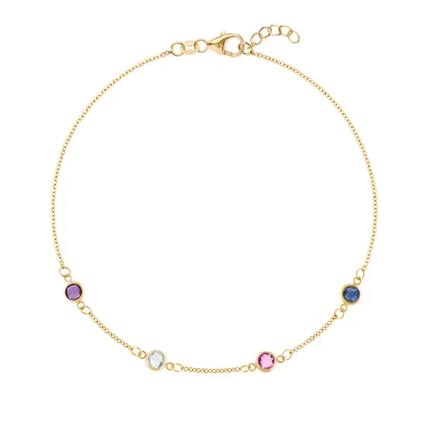 Personalized Classic 4 Birthstone Bracelet in 14k Gold sold by Haverhill