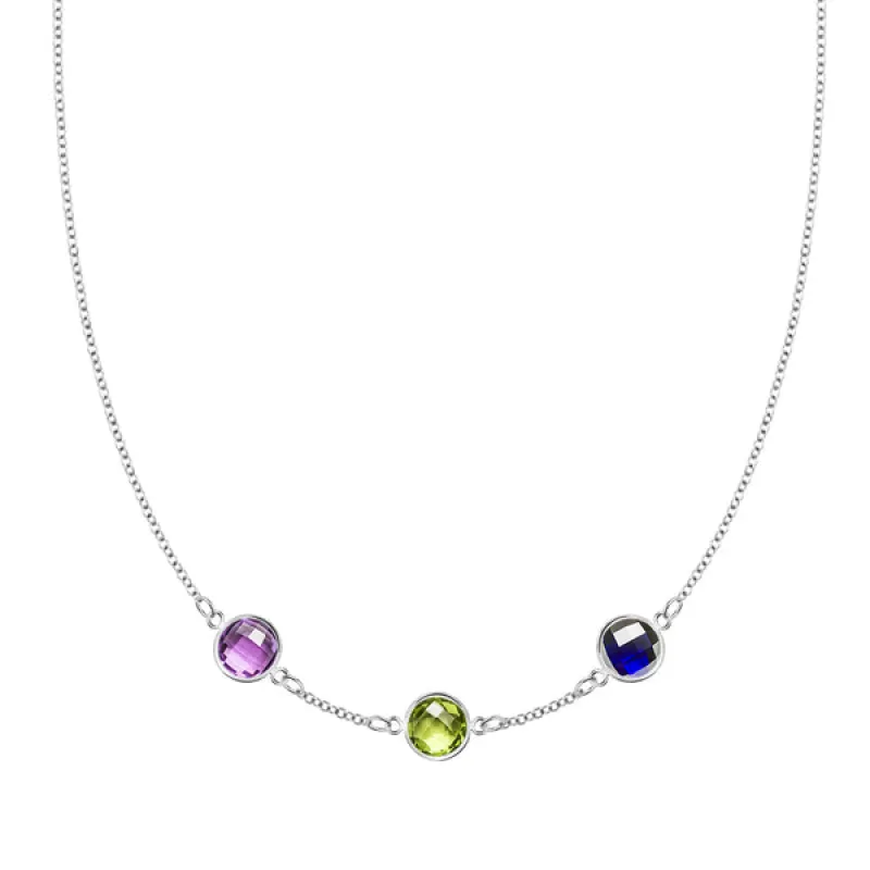 Personalized Grand 3 Birthstone Necklace in 14k Gold sold by Haverhill