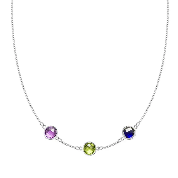 Personalized Grand 3 Birthstone Necklace in 14k Gold sold by Haverhill