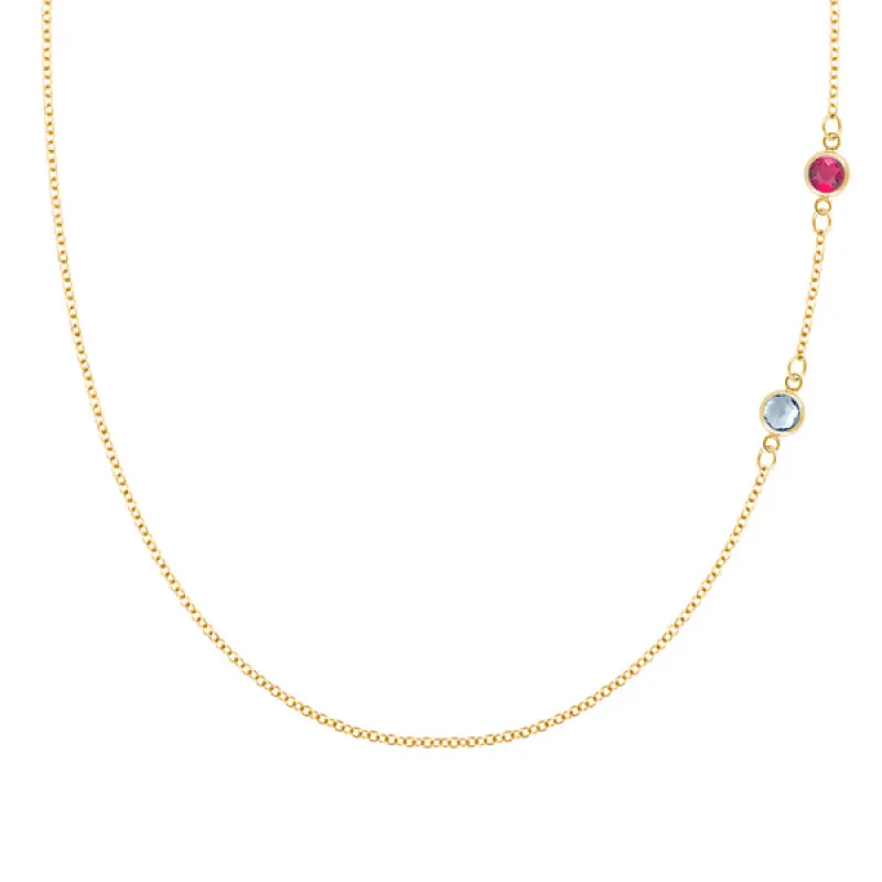 Personalized Classic 2 Birthstone Necklace in 14k Gold sold by Haverhill