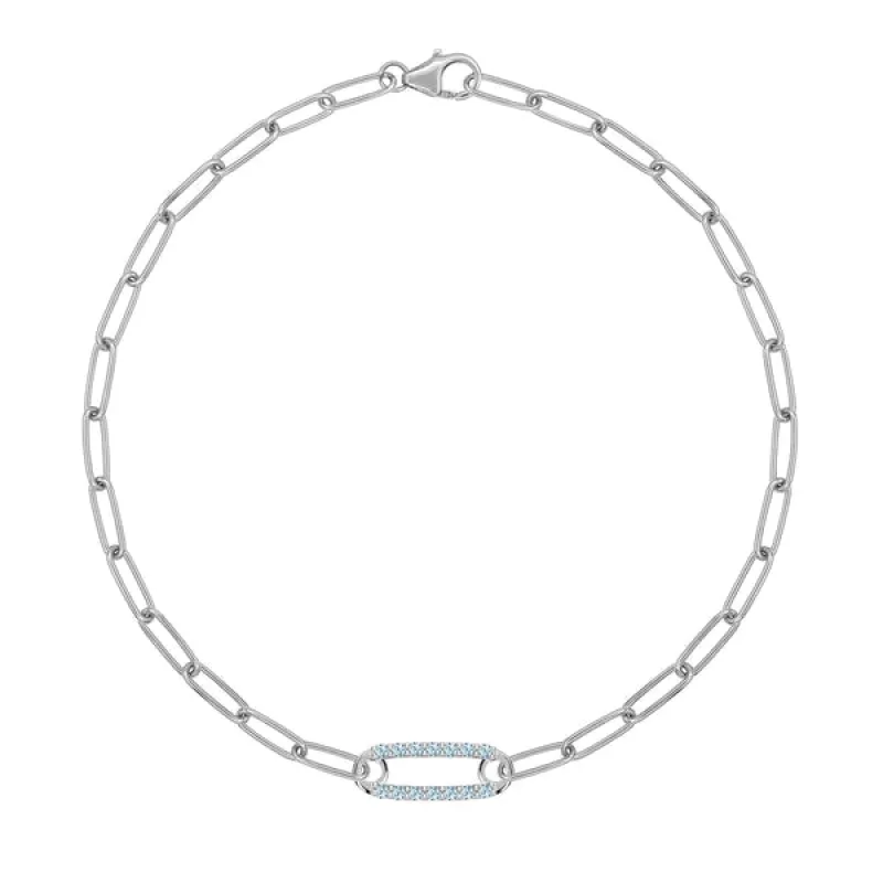 Personalized Adelaide 1 Pavé Birthstone Link Bracelet in 14k Gold sold by Haverhill