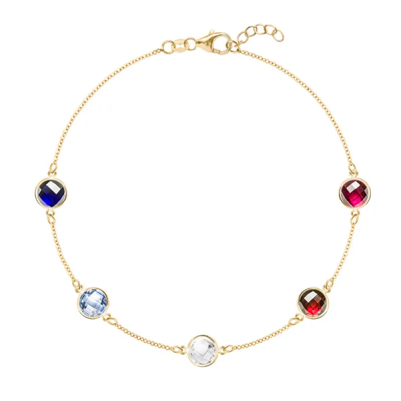 Personalized Grand 5 Birthstone Bracelet in 14k Gold sold by Haverhill