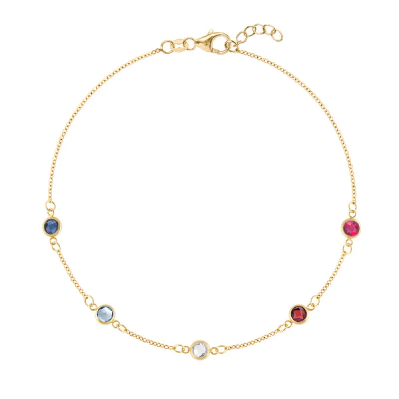 Personalized Classic 5 Birthstone Bracelet in 14k Gold sold by Haverhill
