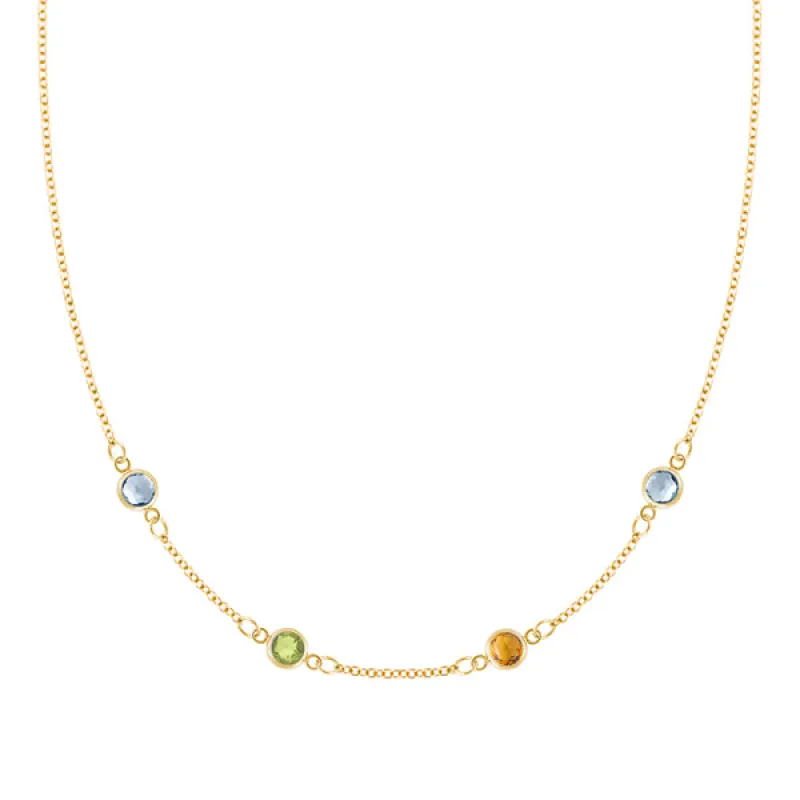 Personalized Classic 4 Birthstone Necklace in 14k Gold sold by Haverhill