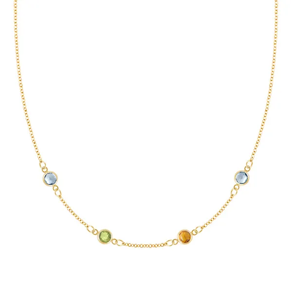 Personalized Classic 4 Birthstone Necklace in 14k Gold sold by Haverhill