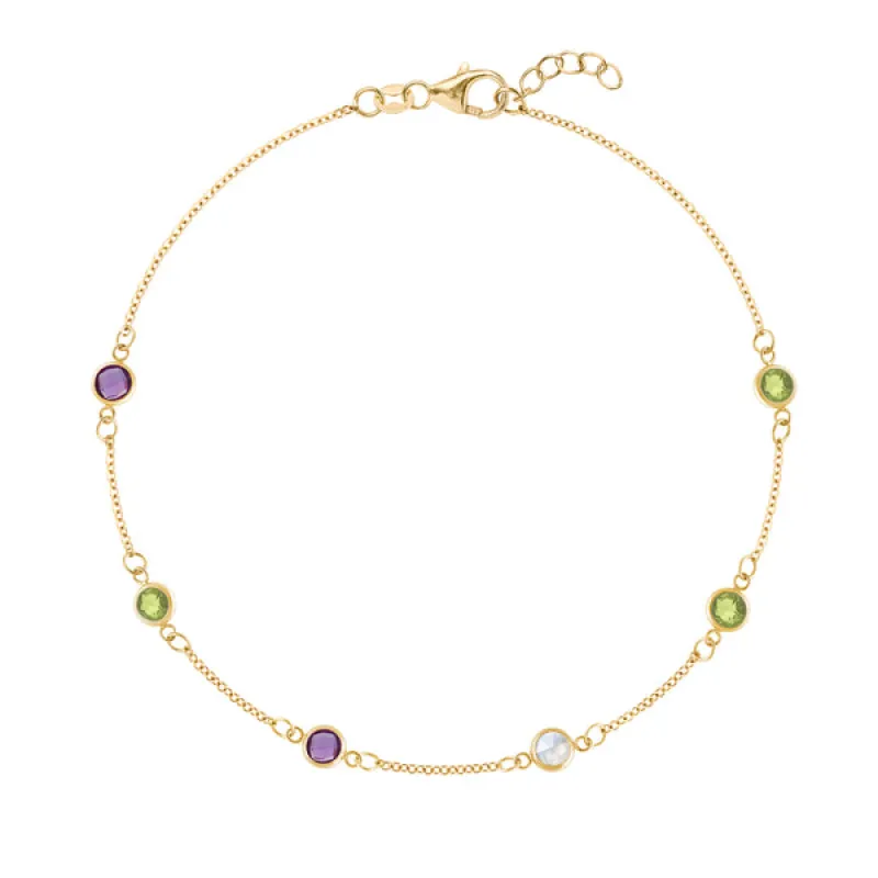 Personalized Classic 6 Birthstone Bracelet in 14k Gold sold by Haverhill