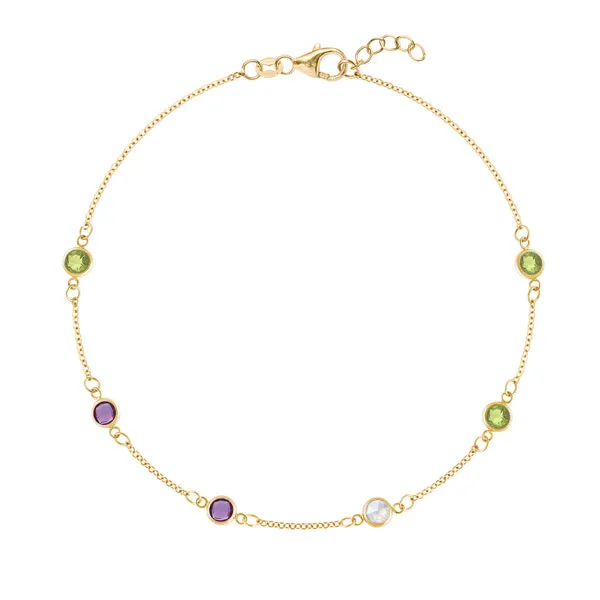 Personalized Classic 6 Birthstone Bracelet in 14k Gold sold by Haverhill