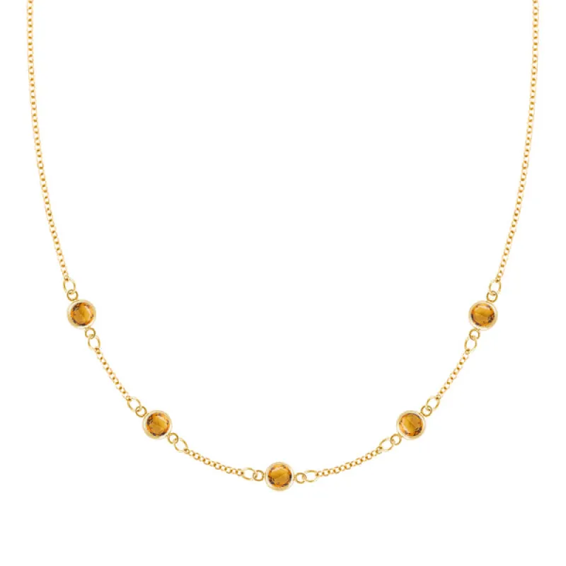 Personalized Classic 5 Birthstone Necklace in 14k Gold sold by Haverhill