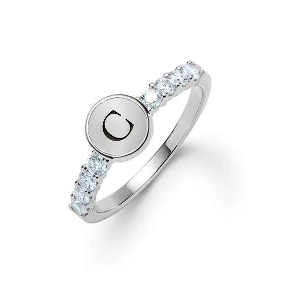 Personalized Rosecliff Letter Ring in 14k Gold sold by Haverhill