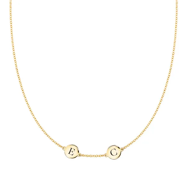 Personalized 2 Letter Necklace in 14k Gold (Single Spacing) sold by Haverhill