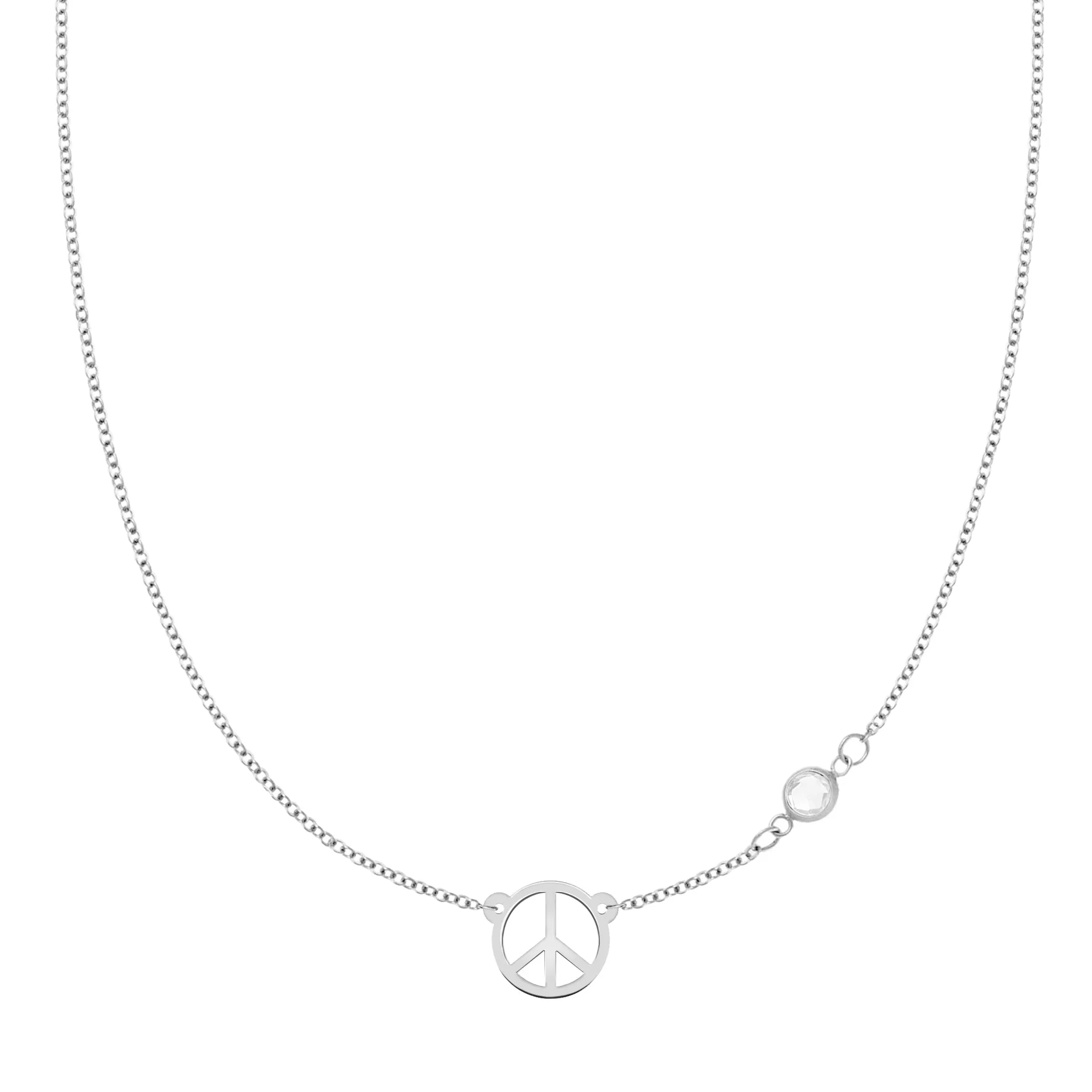 Personalized Peace Sign & 1 Birthstone Necklace in 14k Gold sold by Haverhill product image thumbnail 3