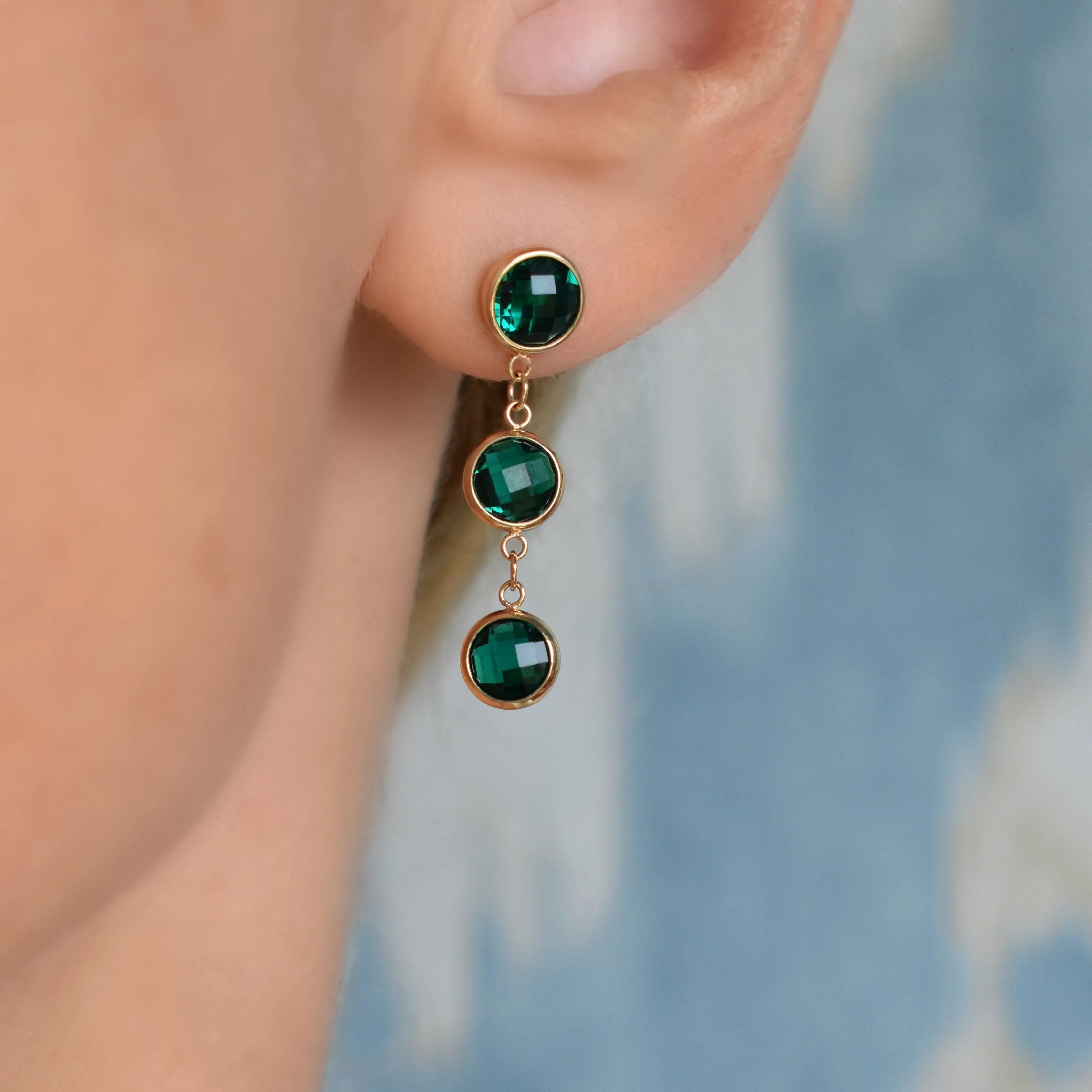 Personalized Newport Grand 3 Birthstone Earrings in 14k Gold sold by Haverhill product image thumbnail 2