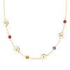 Personalized Classic 4 Letter & 4 Birthstone Necklace in 14k Gold (Single Spacing) sold by Haverhill