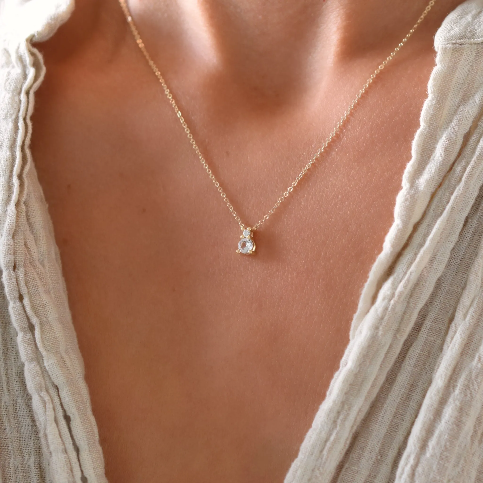 Personalized Greenwich Solitaire Birthstone & Diamond Necklace in 14k Gold sold by Haverhill product image thumbnail 3