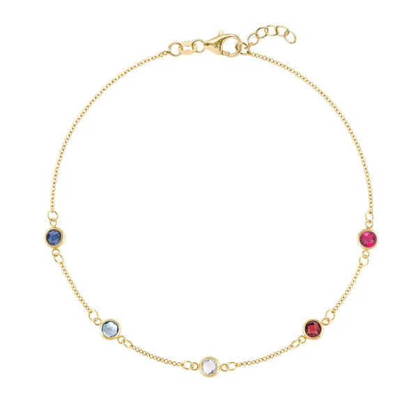 Personalized Classic 5 Birthstone Bracelet in 14k Gold sold by Haverhill
