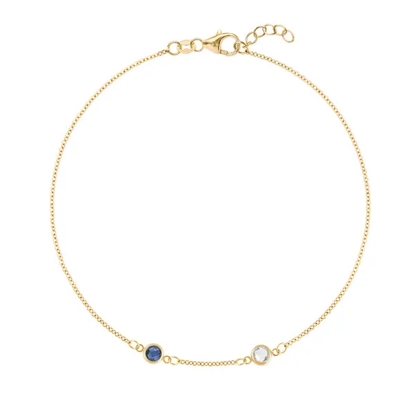 Personalized Classic 2 Birthstone Bracelet in 14k Gold sold by Haverhill